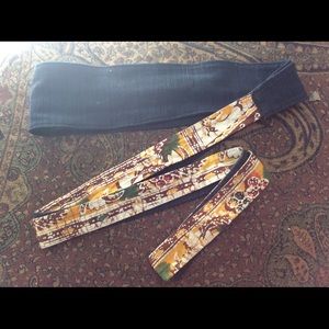 Hippie Wrap Belt Black Wide Weave Golden Nature 5’